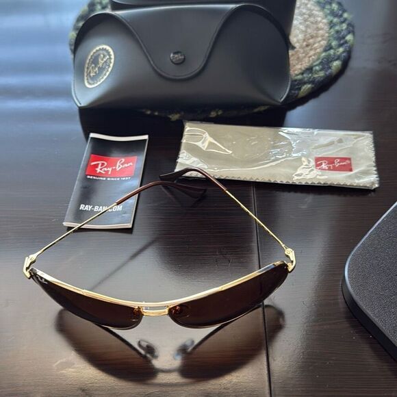 Ray-Ban RB3293 Metal Pilot Sunglasses, Gold/Dark Brown Gradient, 63 mm - Picture 2 of 3